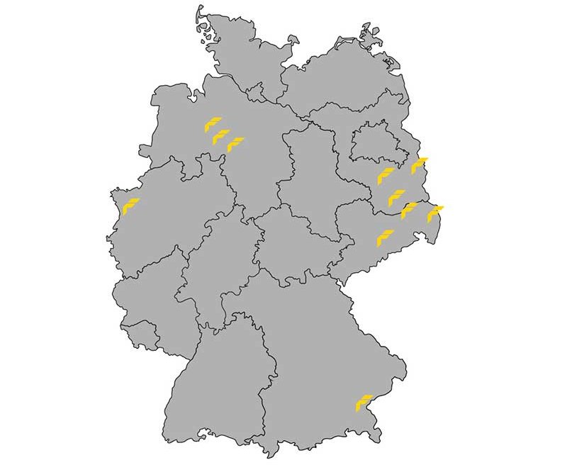 Landkarte der Bühnenstandorte in Deutschland