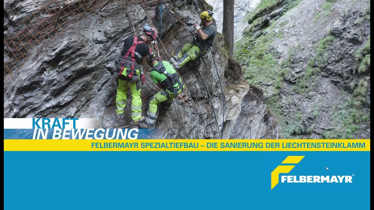 Felbermayr Spezialtiefbau saniert wegen Felssturz in Klamm Slide