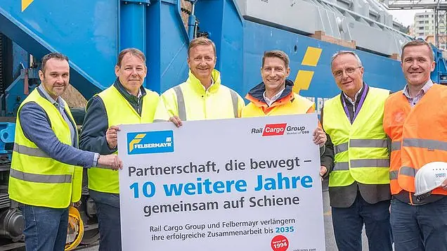 Steve Roth (RCG), Mario Potzinger (RCG), Wolfgang Schellerer, Christoph Grasl (Mitglied des Vorstandes RCG), Thomas Grabuschnigg und Andreas Maierhofer (Siemens Energy) freuen sich über die Fortsetzung der erfolgreichen Zusammenarbeit.
