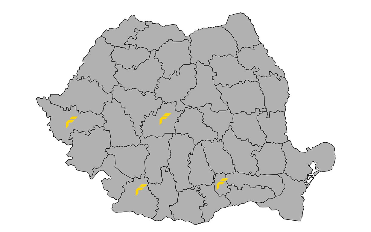 Landkarte der Bühnenstandorte in Rumänien