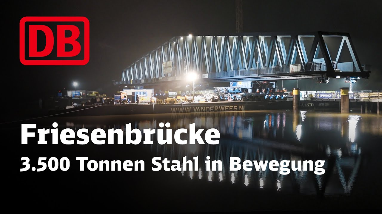 Einschwimmen der Friesenbrücke – Die Drehbrücke Slide