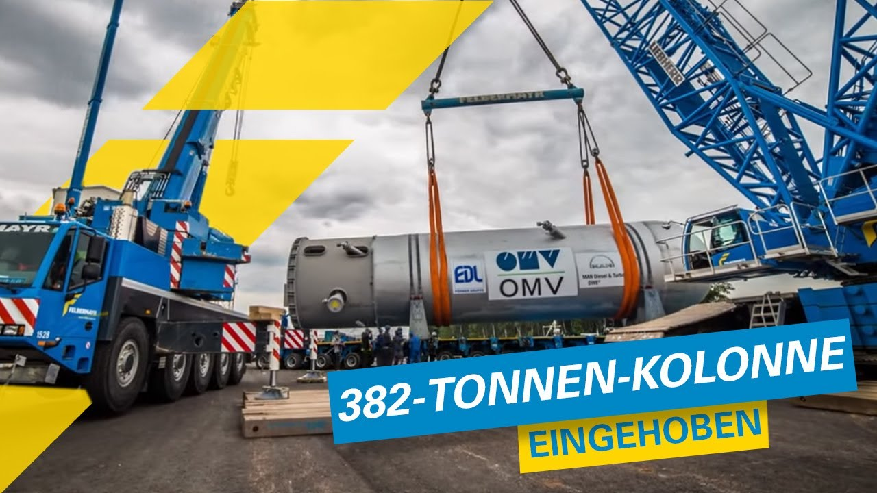 382-Tonnen-Kolonne mit Towerlift eingehoben Slide